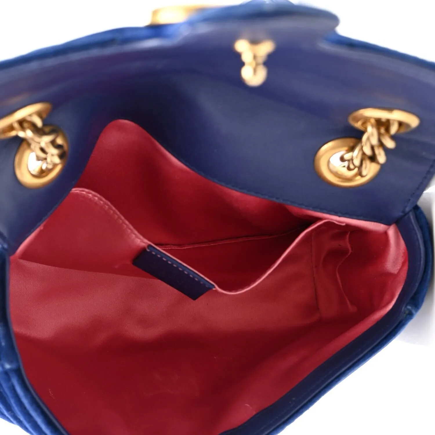 Gucci Velvet Matelasse Small GG Marmont Shoulder Bag Cobalt Blue Handbag New