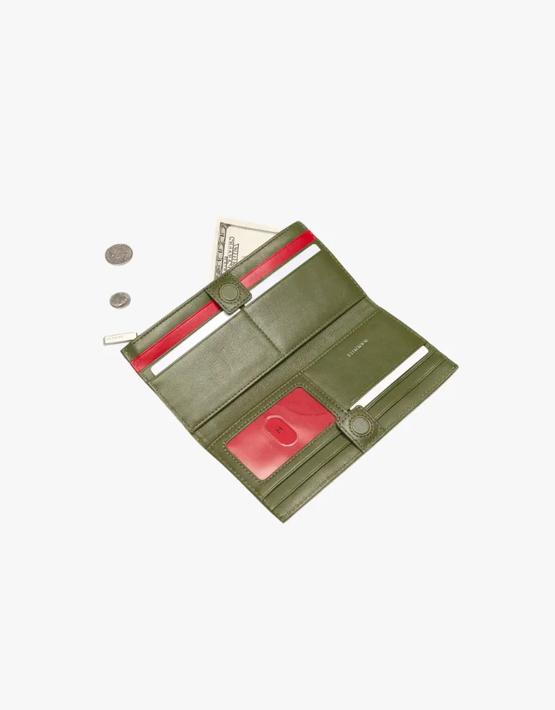 Hammitt 110 North Wallet in Landscape Green & Brushed Silver