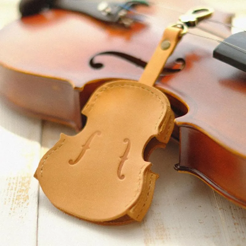 Handmade Leather Cute Violin Keyring Keychain Women Personalized Monogrammed Gift Custom Wallet Women Keyring Keychain