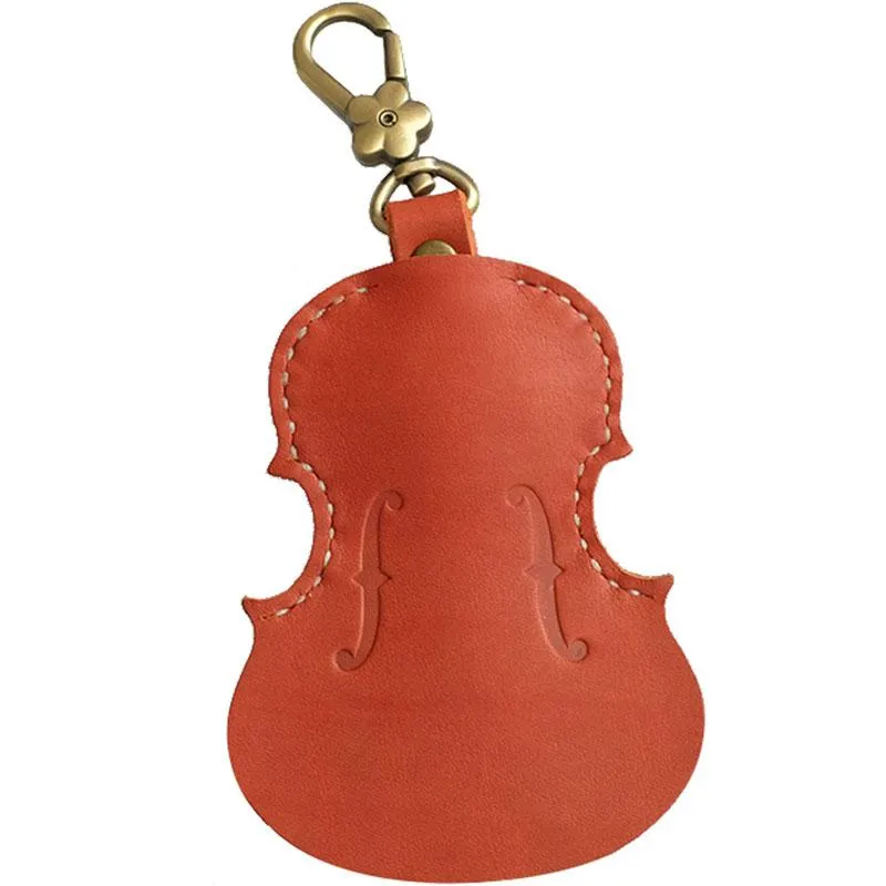 Handmade Leather Cute Violin Keyring Keychain Women Personalized Monogrammed Gift Custom Wallet Women Keyring Keychain