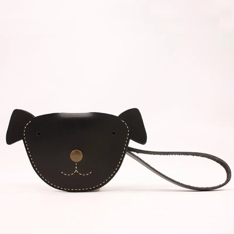 HANDMADE LEATHER CUTE Women Dog Card Change Holder Clutch PERSONALIZED MONOGRAMMED GIFT CUSTOM Wallet Card Coin Holder