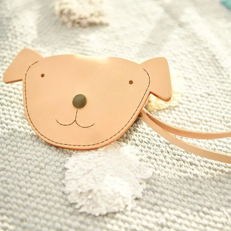 HANDMADE LEATHER CUTE Women Dog Card Change Holder Clutch PERSONALIZED MONOGRAMMED GIFT CUSTOM Wallet Card Coin Holder