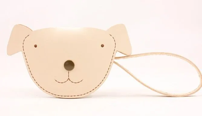 HANDMADE LEATHER CUTE Women Dog Card Change Holder Clutch PERSONALIZED MONOGRAMMED GIFT CUSTOM Wallet Card Coin Holder