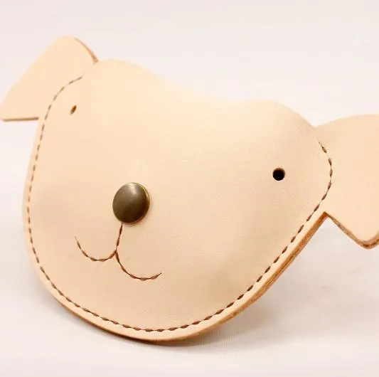 HANDMADE LEATHER CUTE Women Dog Card Change Holder Clutch PERSONALIZED MONOGRAMMED GIFT CUSTOM Wallet Card Coin Holder