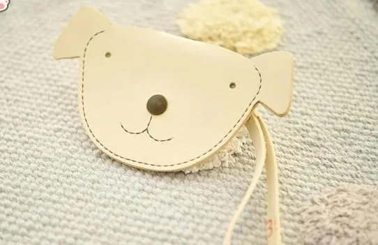 HANDMADE LEATHER CUTE Women Dog Card Change Holder Clutch PERSONALIZED MONOGRAMMED GIFT CUSTOM Wallet Card Coin Holder