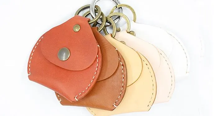 HANDMADE LEATHER CUTE Women Keyring Change Holder Pouch PERSONALIZED MONOGRAMMED GIFT CUSTOM Coin Wallet Holder