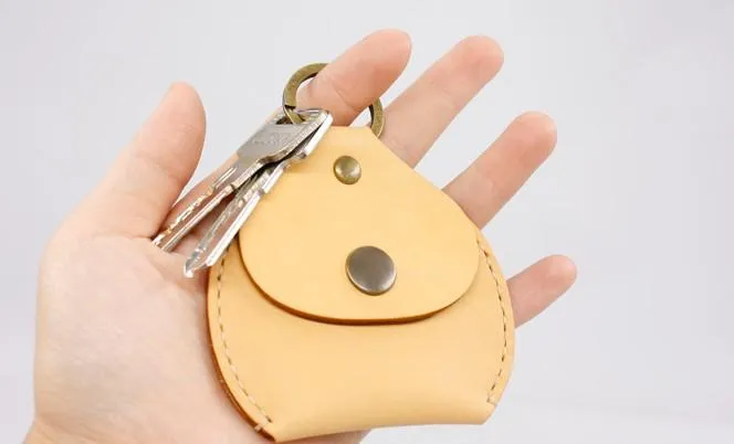 HANDMADE LEATHER CUTE Women Keyring Change Holder Pouch PERSONALIZED MONOGRAMMED GIFT CUSTOM Coin Wallet Holder