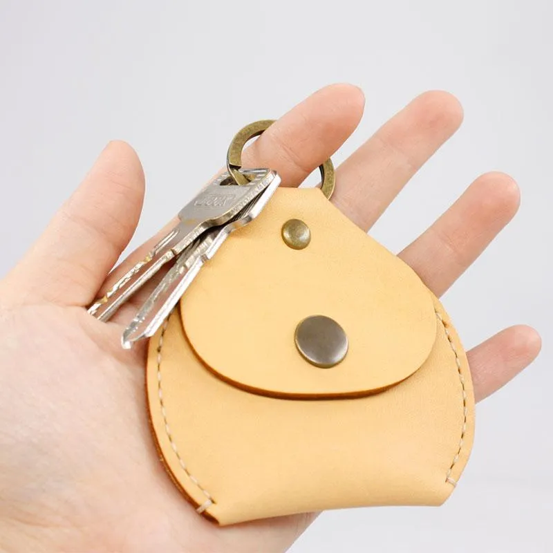 HANDMADE LEATHER CUTE Women Keyring Change Holder Pouch PERSONALIZED MONOGRAMMED GIFT CUSTOM Coin Wallet Holder
