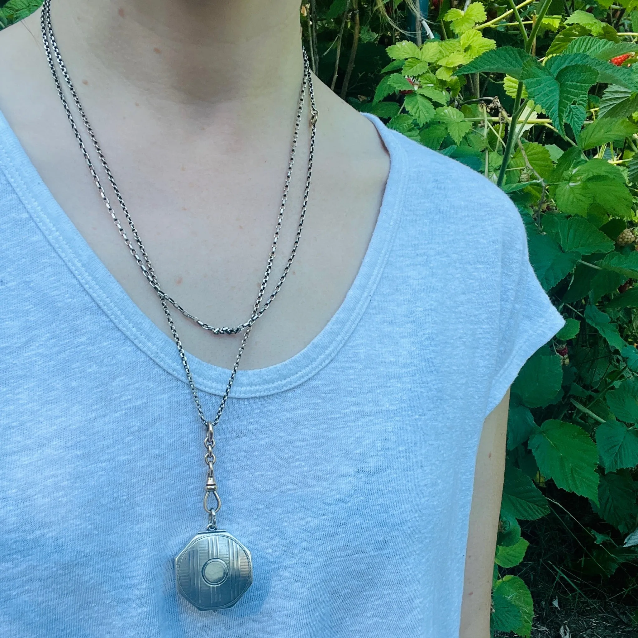 Handsome Pinstriped Sterling Box Pendant