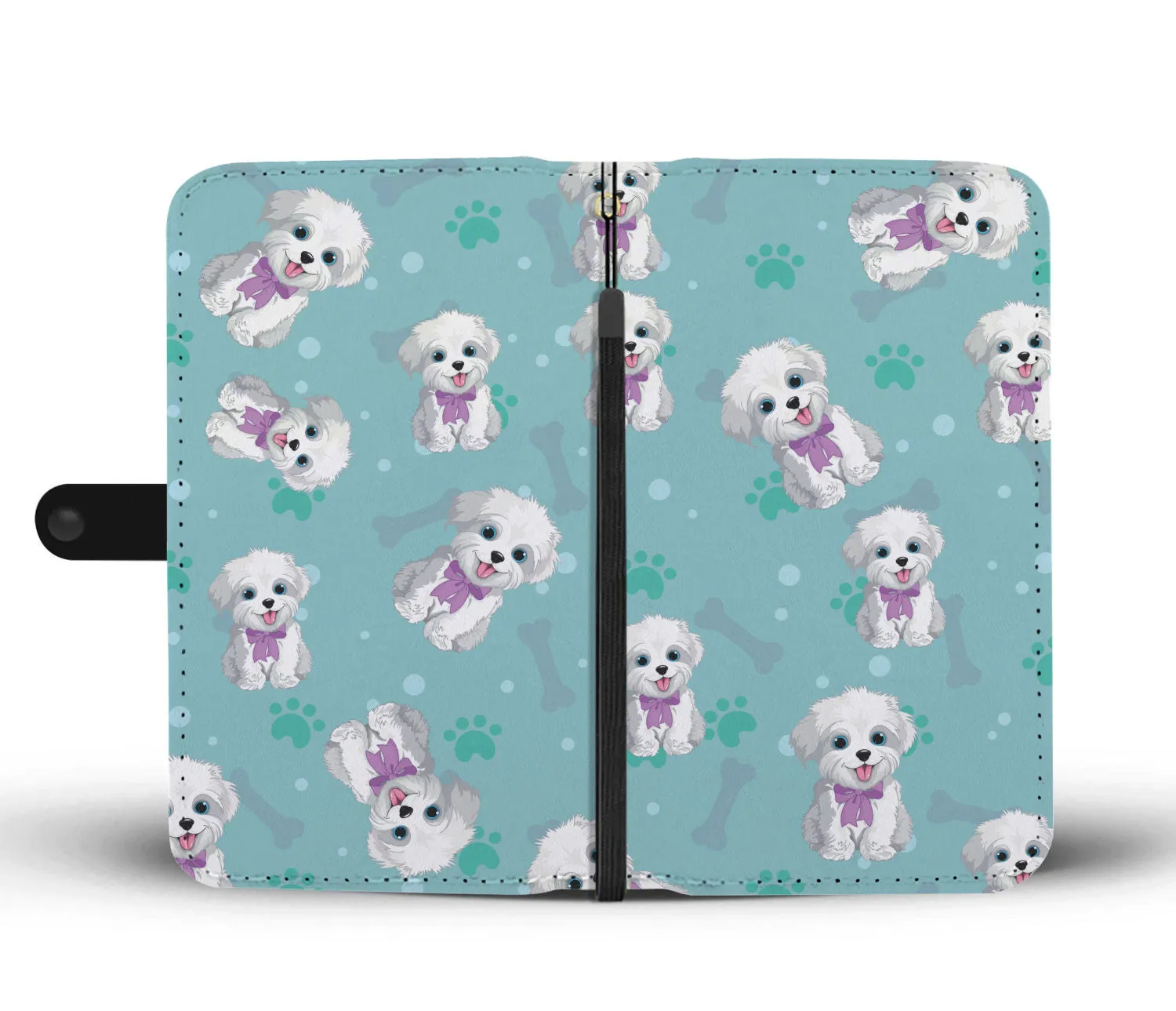 Happy SHIH TZU Paw and Bone Design Shih Tzu Phone Wallet Case