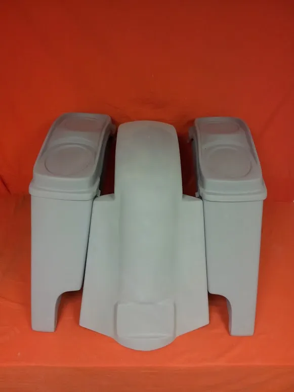 Harley Davidson 4" Extended Stretched Saddlebags   Dual 6.5 Speaker Lids &amp; Replacement Fender 09 - 13