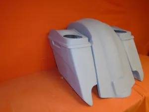 Harley Davidson 5" Extended Stretched Saddlebags With Cut Outs Fender Dual 6 x 9 Speaker Lids