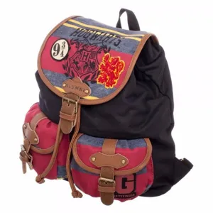 Harry Potter Hogwarts 9 3/4 Logo w/ Patches Print Knapsack Bag Backpack