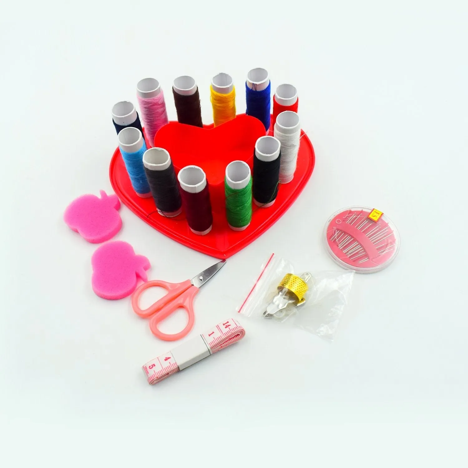 Heart-Shaped Sewing Box Multi-Functional Convenient Sewing Tools