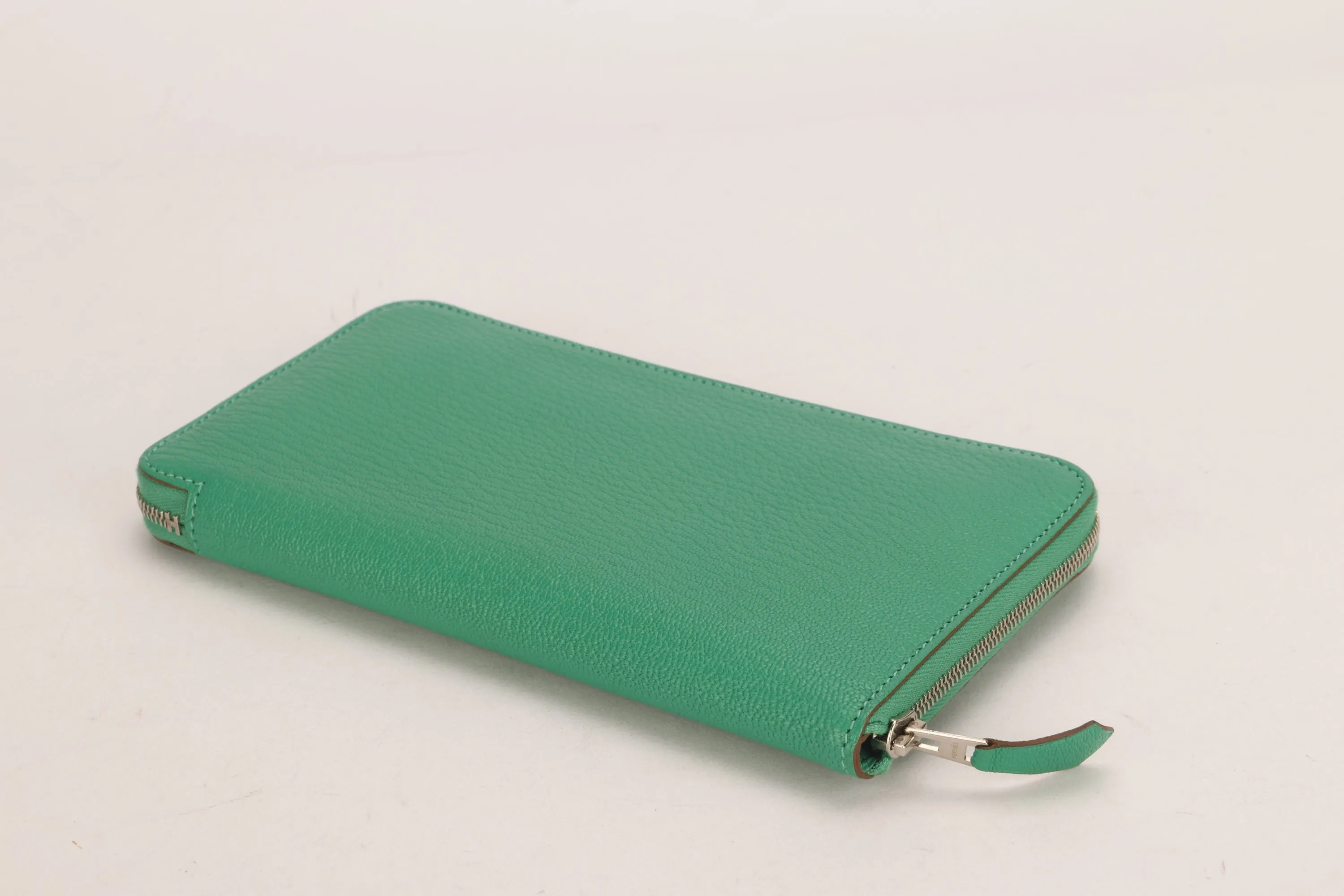 HERMES AZAP WALLET (STAMP R) GREEN MENTHE CHEVRE LEATHER, WITH DUST COVER & BOX