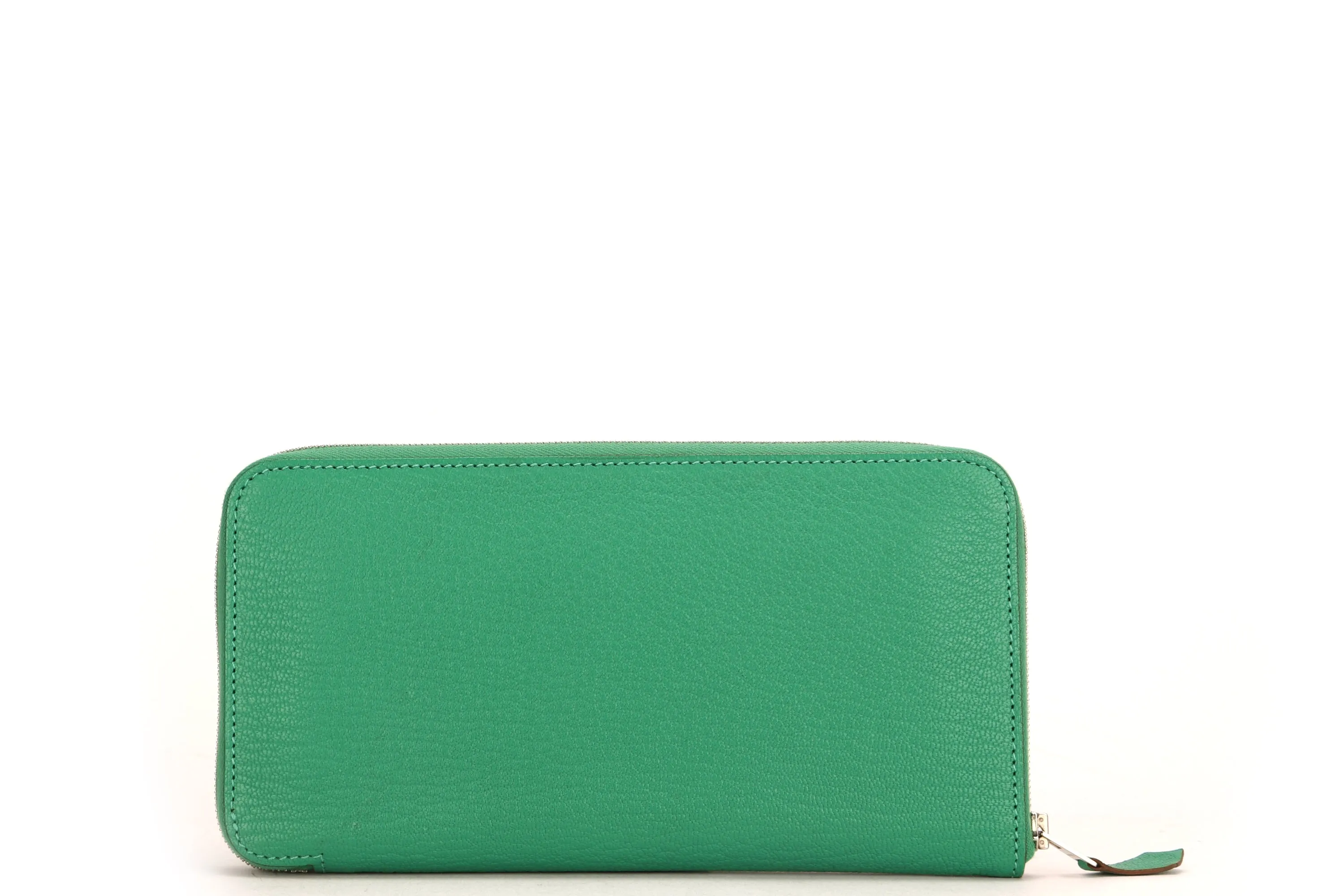 HERMES AZAP WALLET (STAMP R) GREEN MENTHE CHEVRE LEATHER, WITH DUST COVER & BOX