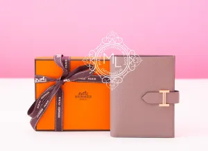 Hermes Gris Asphalte Bearn Compact Wallet Clutch