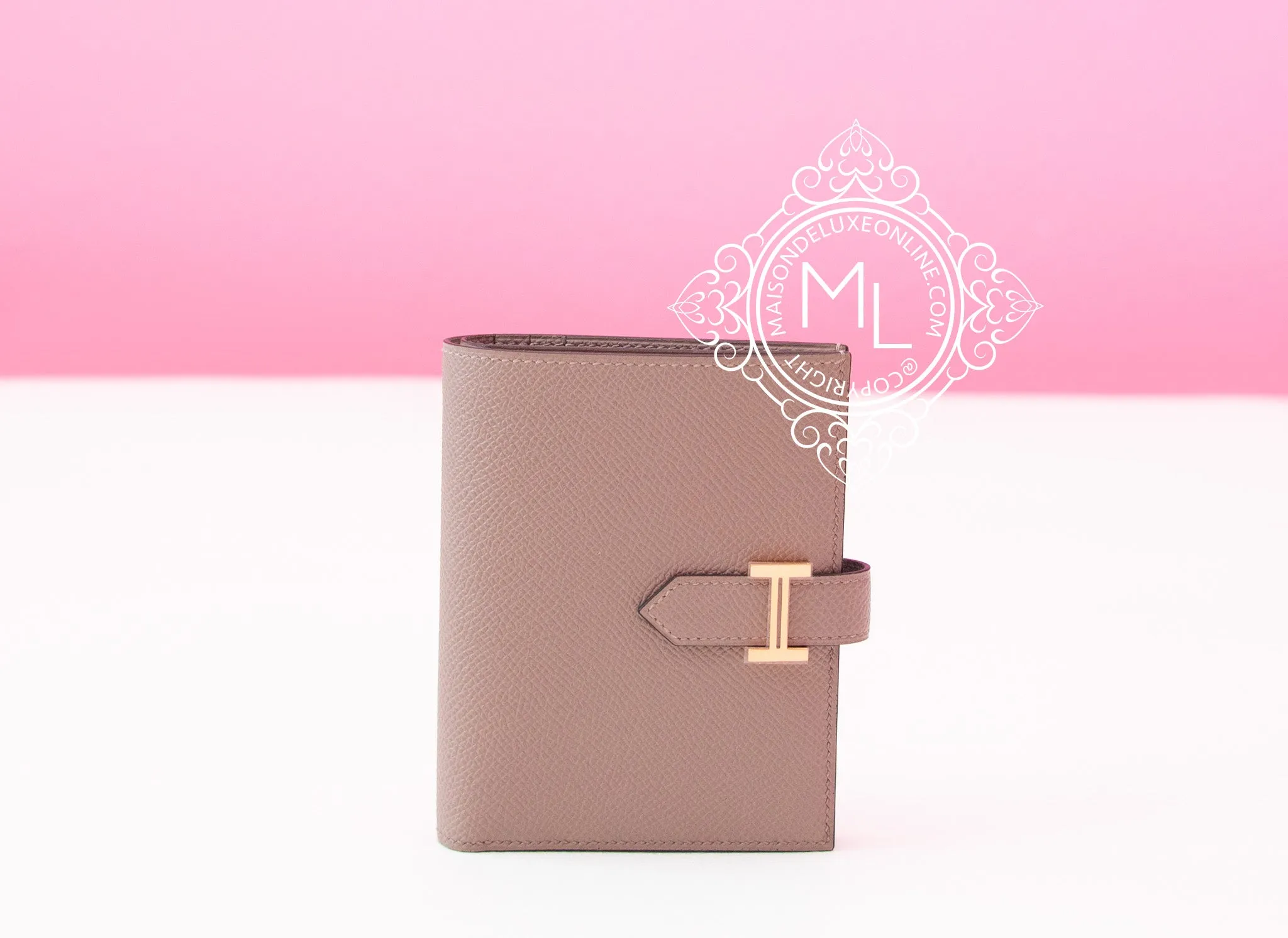 Hermes Gris Asphalte Bearn Compact Wallet Clutch