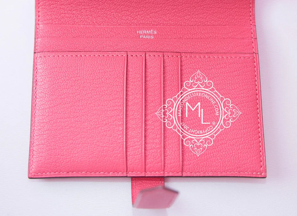 Hermes Rose Lipstick Pink Compact Bearn Wallet Clutch