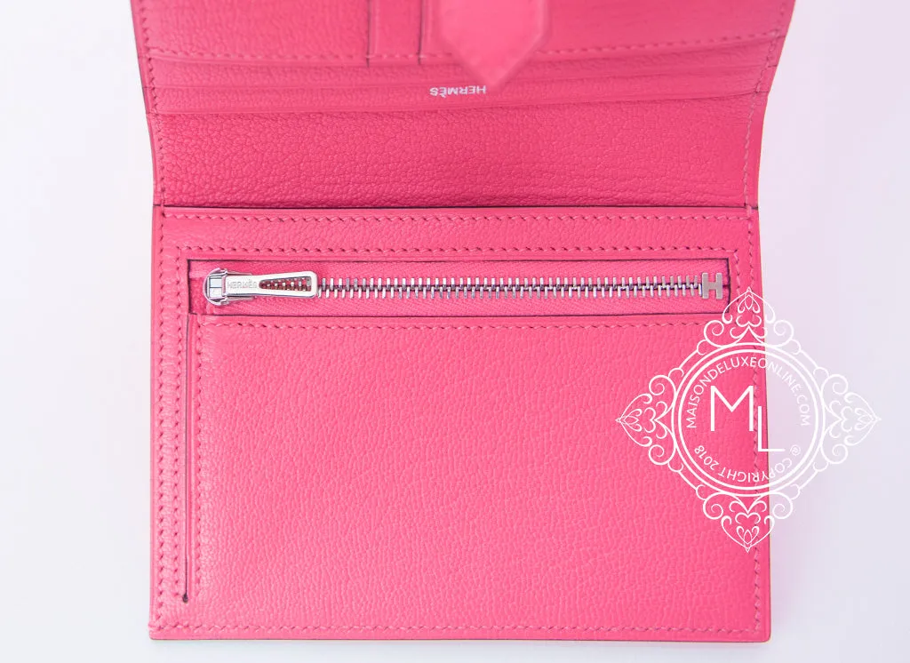 Hermes Rose Lipstick Pink Compact Bearn Wallet Clutch
