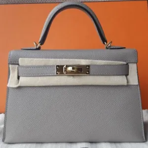 Hermès Kelly 20 Gris Asphalte Sellier Epsom Gold Hardware GHW