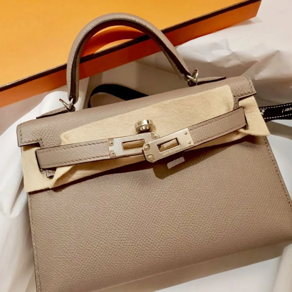 Hermès Kelly 20 Gris Asphalte Sellier Epsom Palladium Hardware PHW