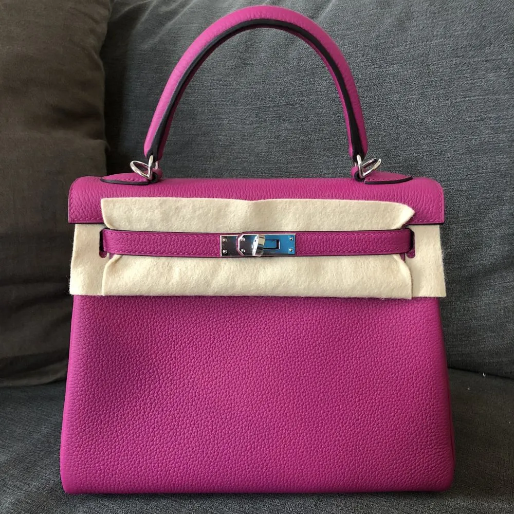 Hermès Kelly 25 Rose Pourpre Togo Palladium Hardware PHW