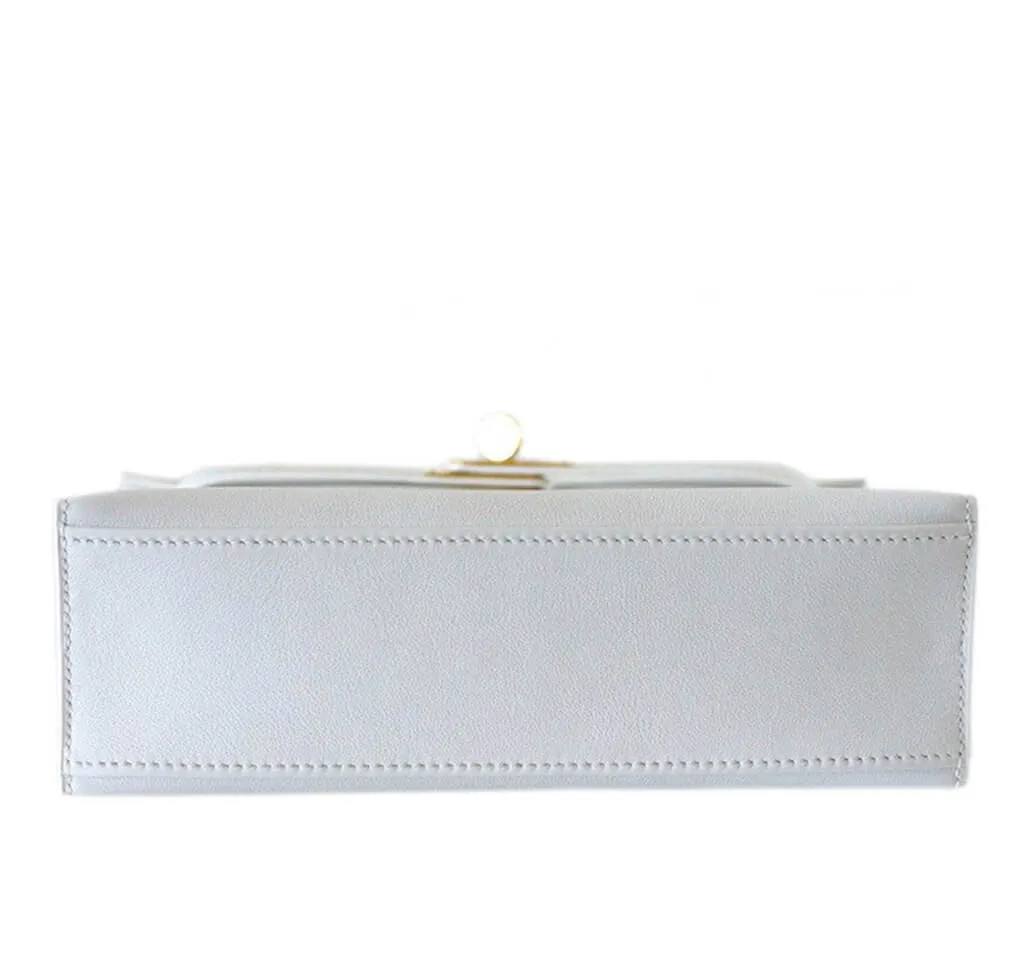 Hermès Kelly Pochette Bag White Gold Hardware
