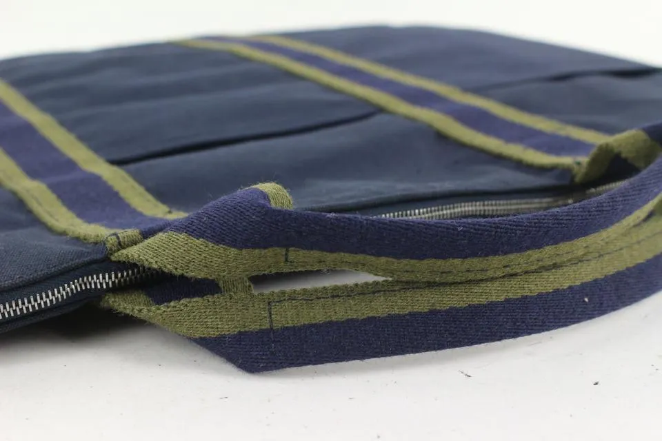 Hermès Navy x Green Stripe Herline Briefcase Attache 23her721