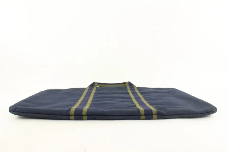 Hermès Navy x Green Stripe Herline Briefcase Attache 23her721