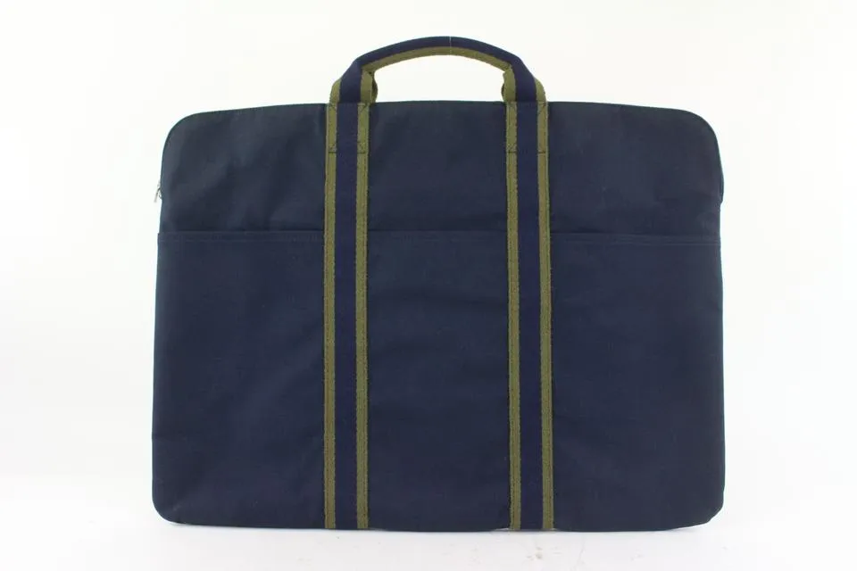 Hermès Navy x Green Stripe Herline Briefcase Attache 23her721