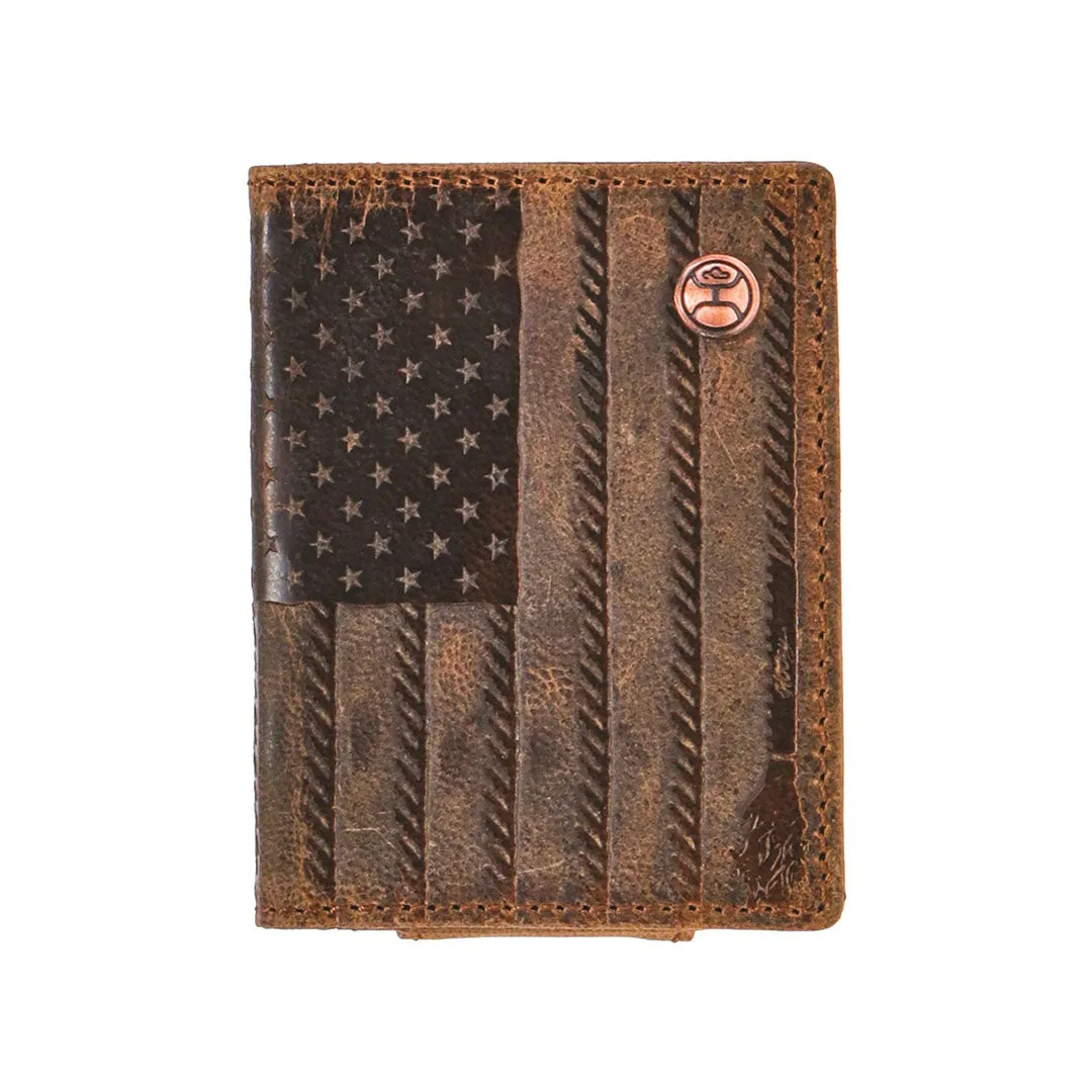 Hooey Liberty Rope Embossed Brown Money Clip Wallet