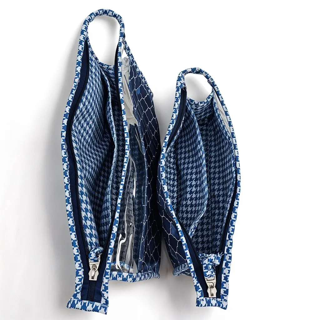 INDIGO MOSAIC PRINT TRAVEL MAKEUP POUCH SET