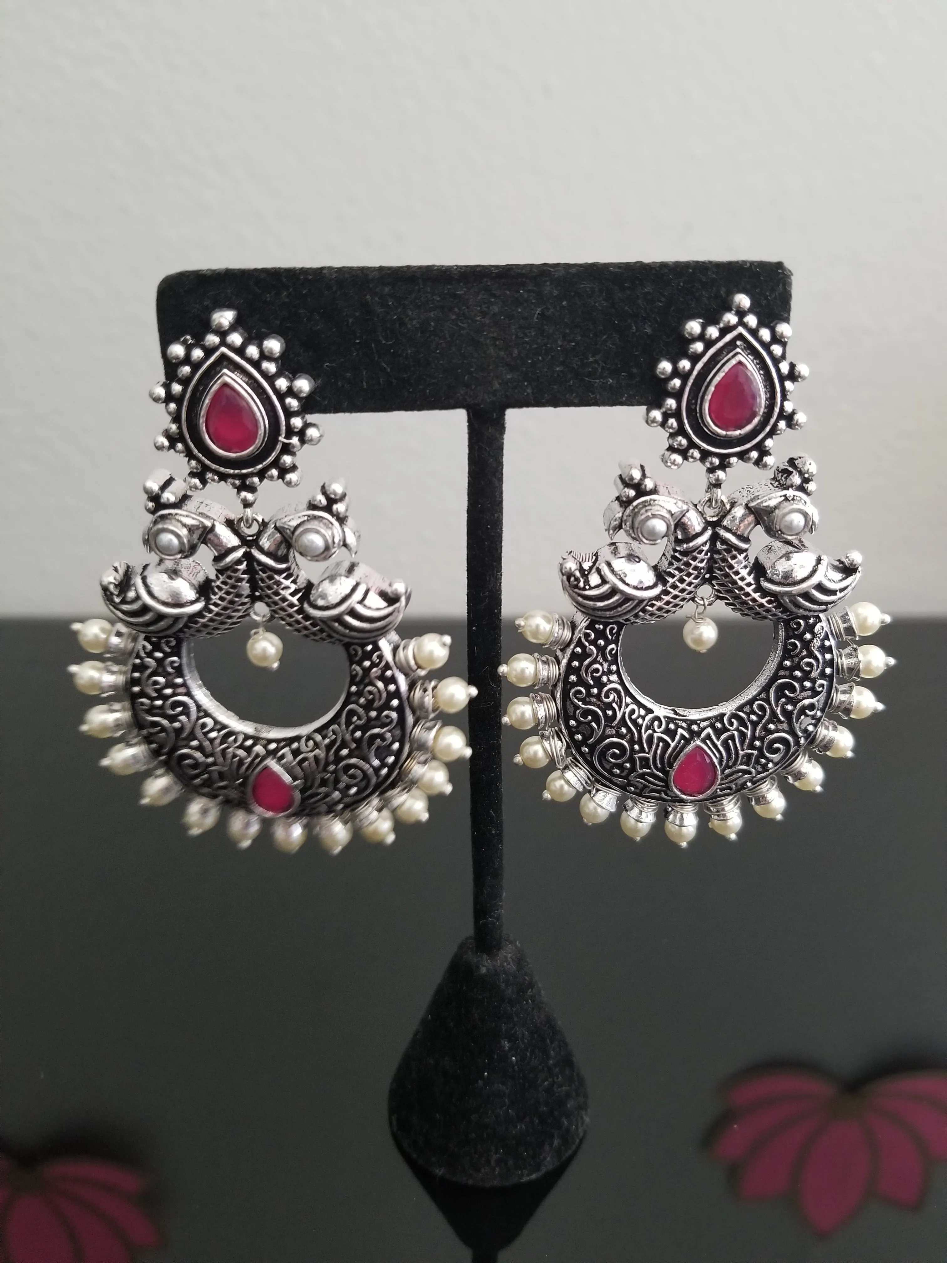 Indo Western Chand Earring With Oxidised Plating horser
