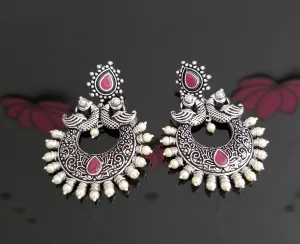 Indo Western Chand Earring With Oxidised Plating horser