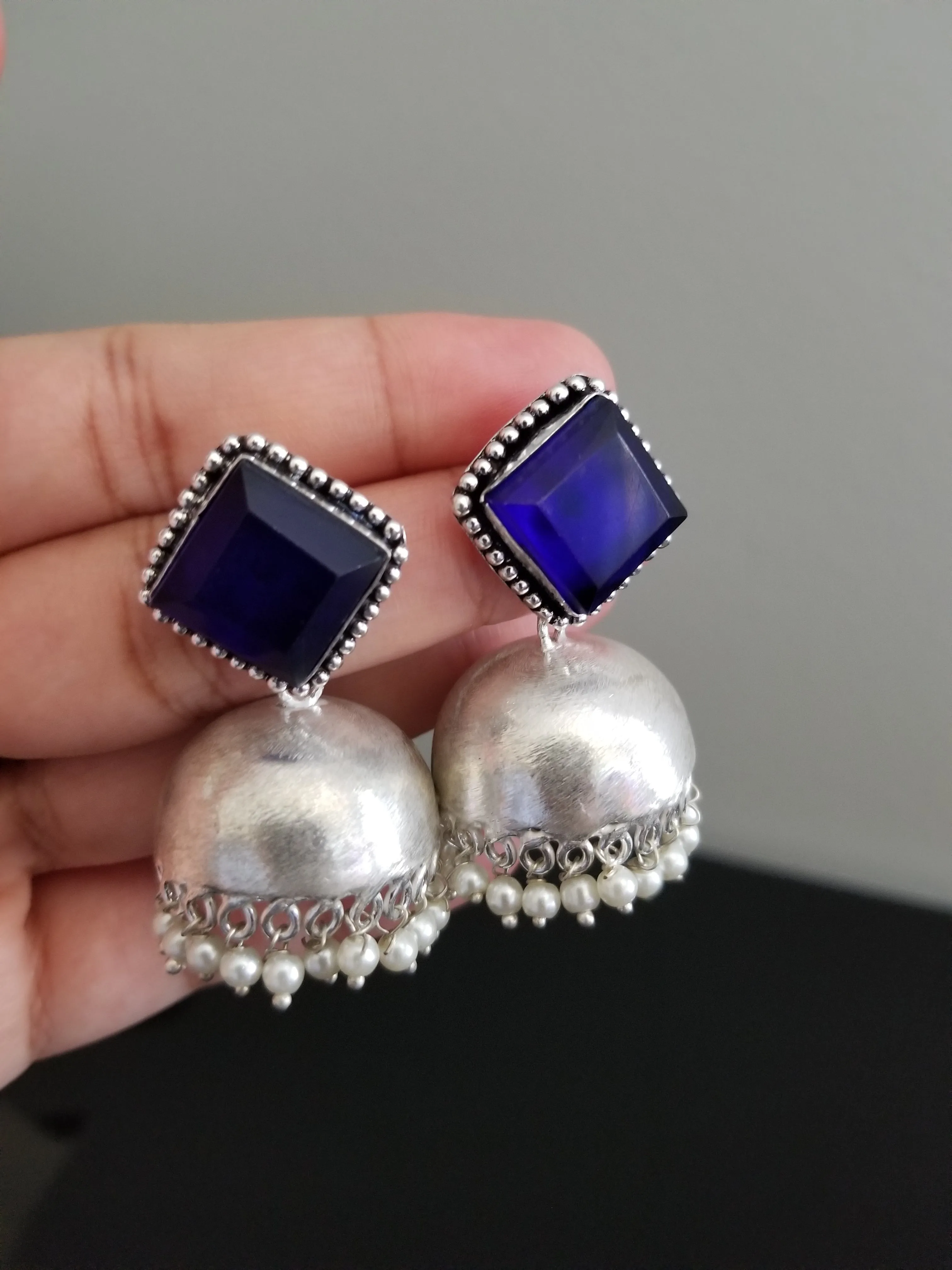 Indo Western Jhumkis With Oxidised Plating