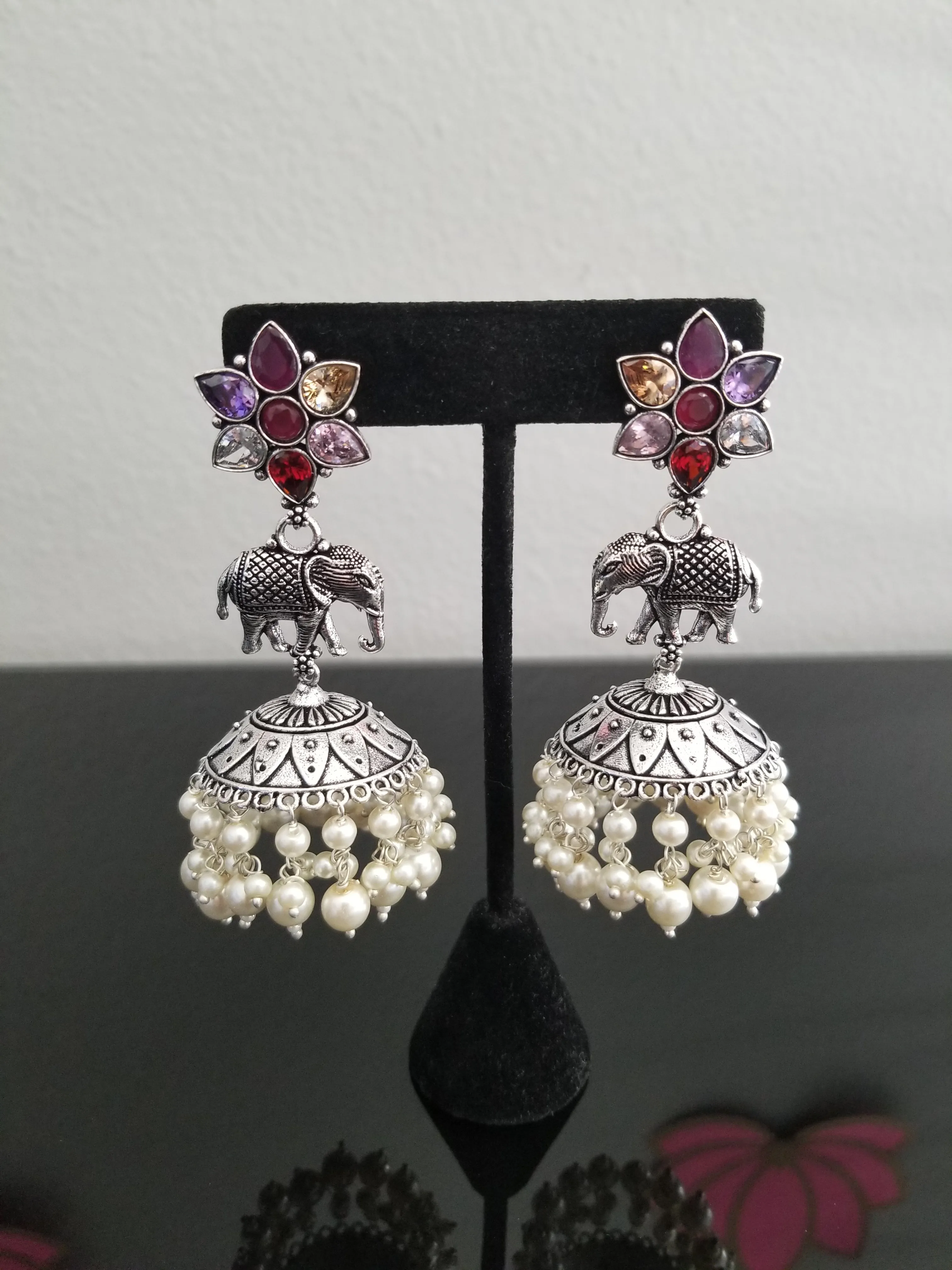 Indo Western Jhumkis With Oxidised Plating