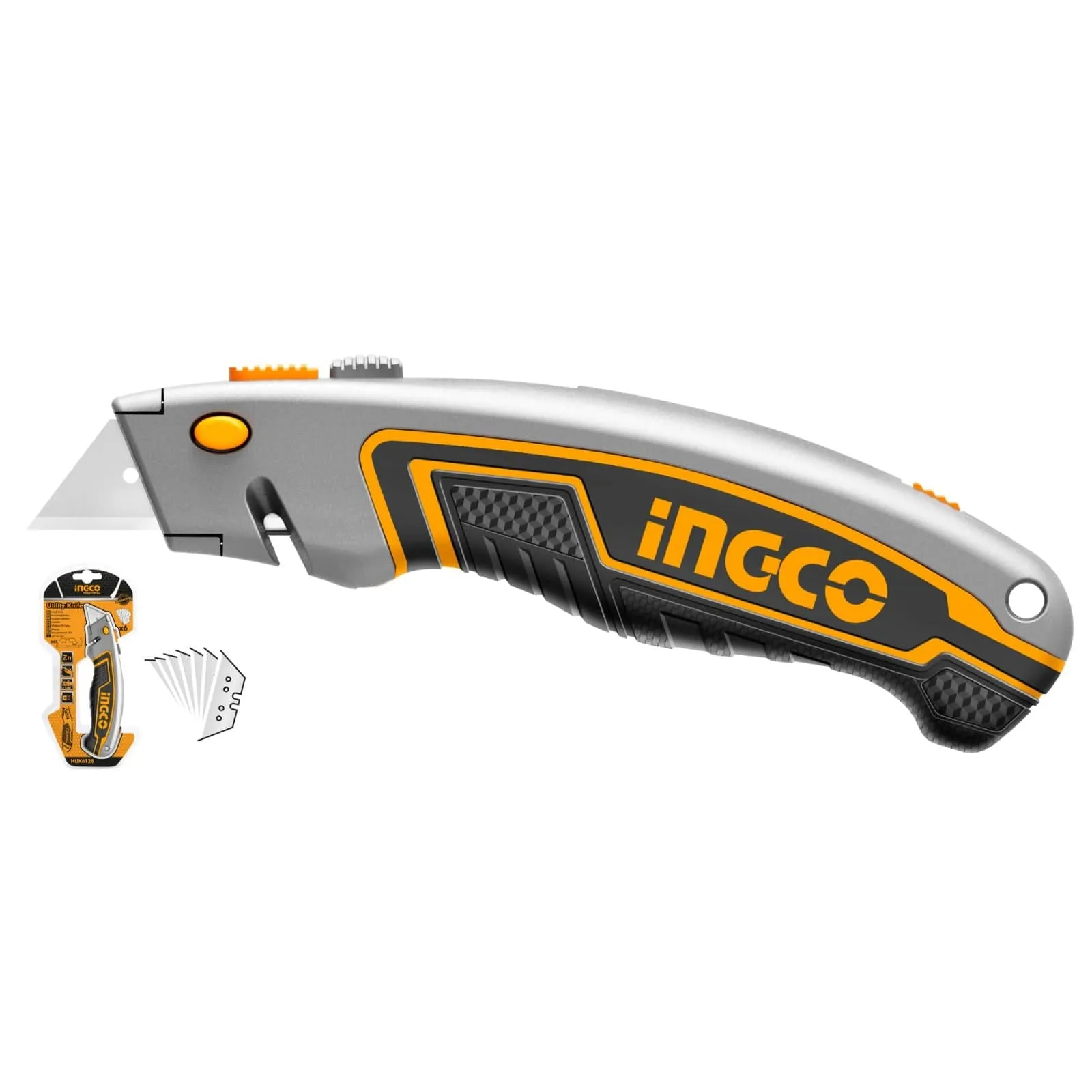 Ingco Utility Knife with 6 SK5 Blades – HUK6128