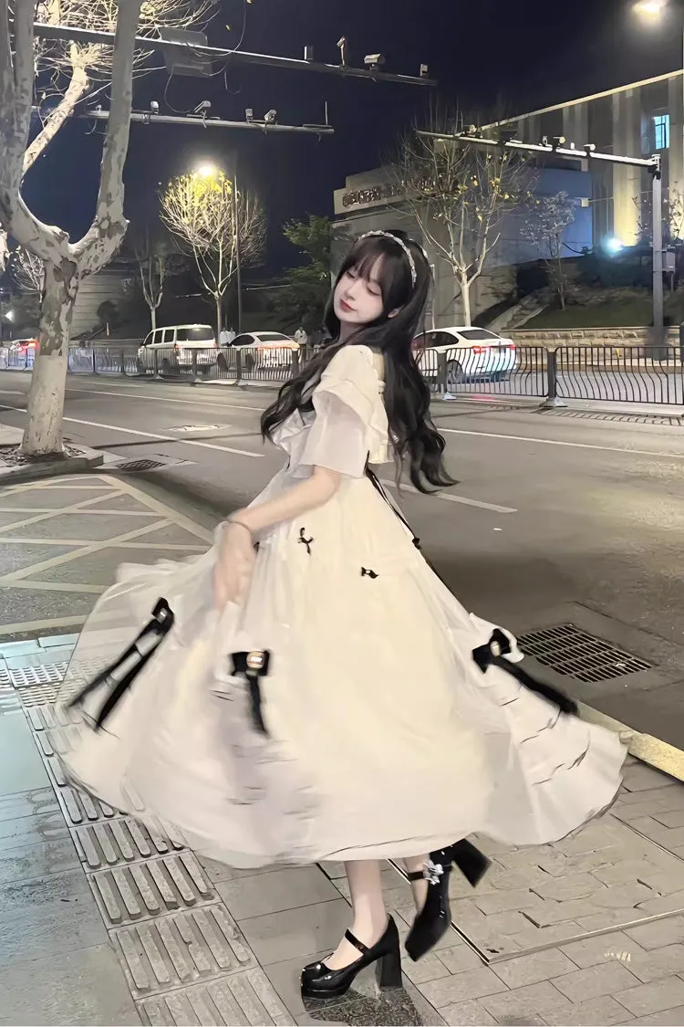 Ivory Off Shoulder Bowknot Sweet Elegant Princess Lolita Dress