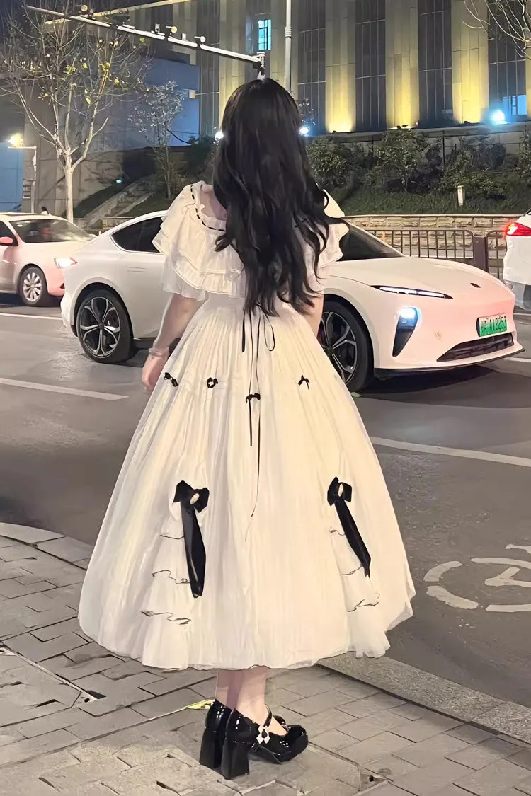 Ivory Off Shoulder Bowknot Sweet Elegant Princess Lolita Dress