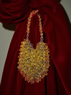 Jael Drip Yellow Rhinestone Mini Clutch