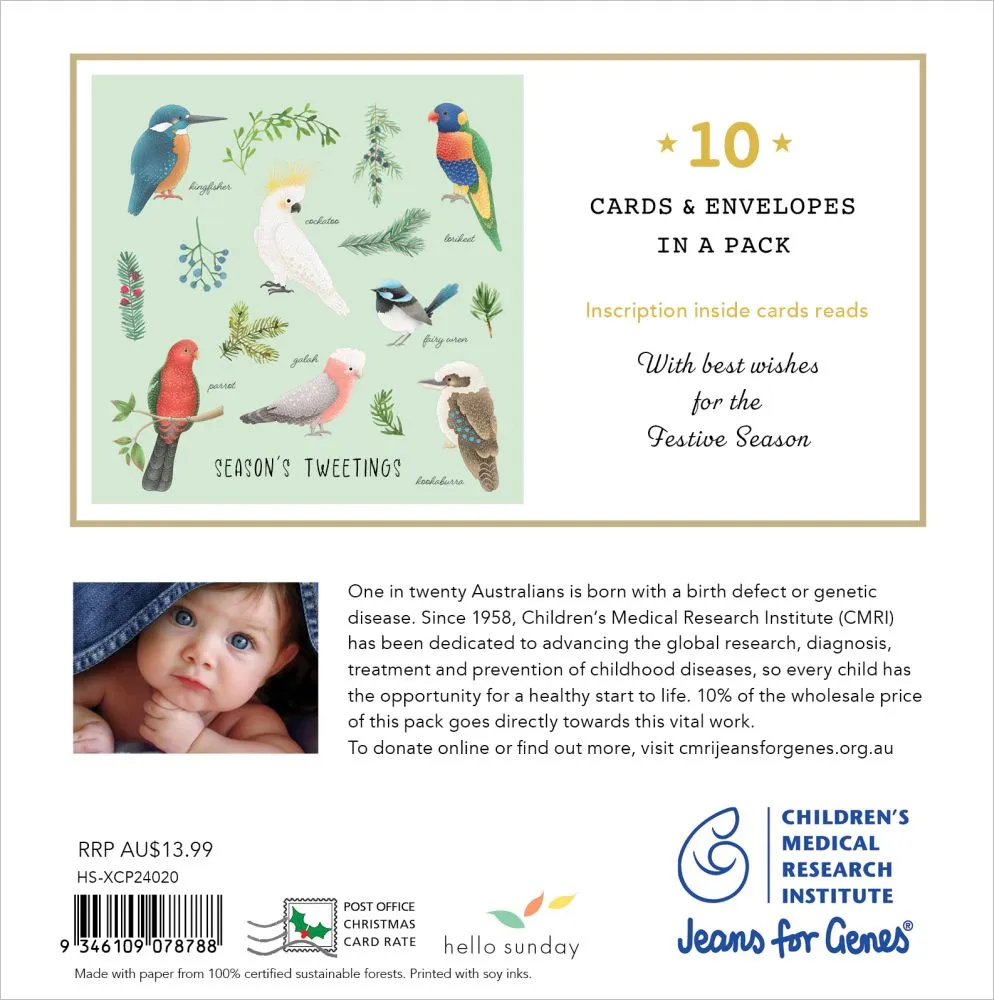 Jeans for Genes Australian Birds Charity Boxed Christmas Cards