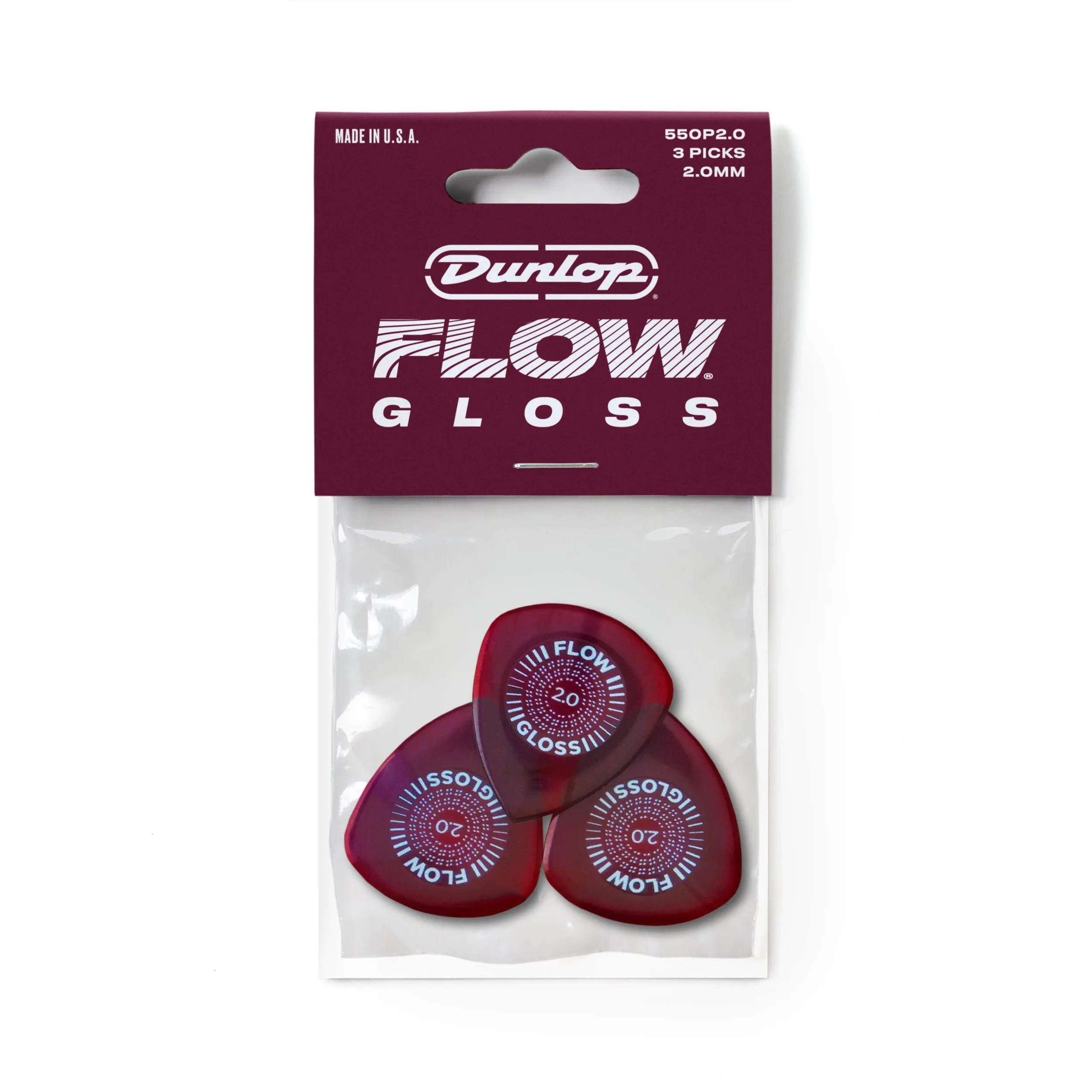 JIM DUNLOP Flow Gloss Pick. 2.0mm.