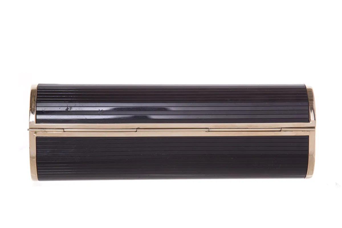 Jimmy Choo Black & Gold Cylinder Clutch