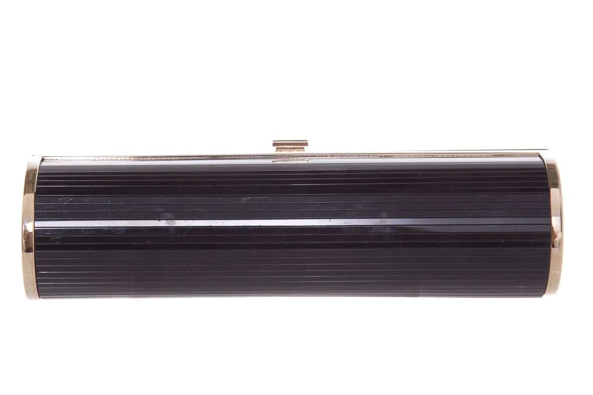 Jimmy Choo Black & Gold Cylinder Clutch