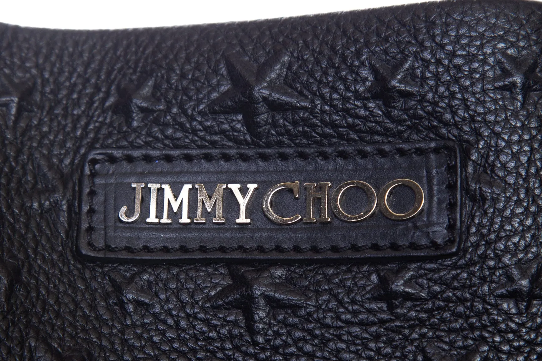 Jimmy Choo Black Leather Star Embossed Tote