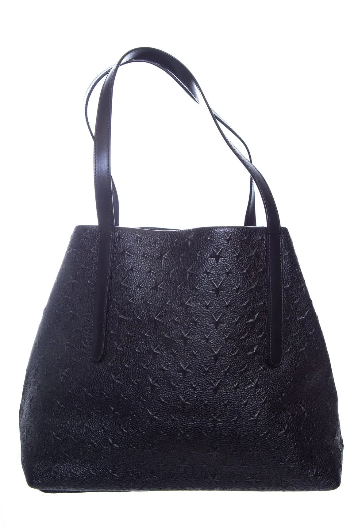 Jimmy Choo Black Leather Star Embossed Tote