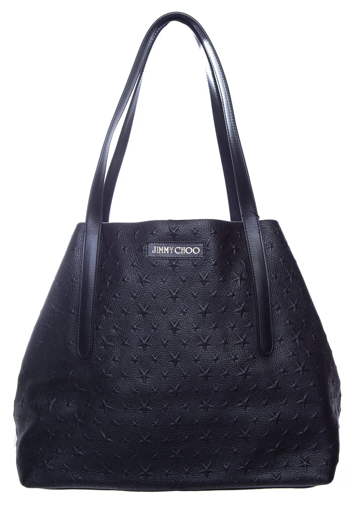 Jimmy Choo Black Leather Star Embossed Tote
