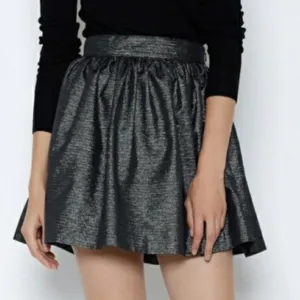 Joie Black Silver Metallic A-line Mini Skirt 4