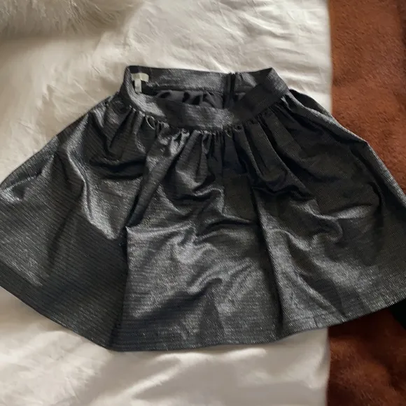 Joie Black Silver Metallic A-line Mini Skirt 4